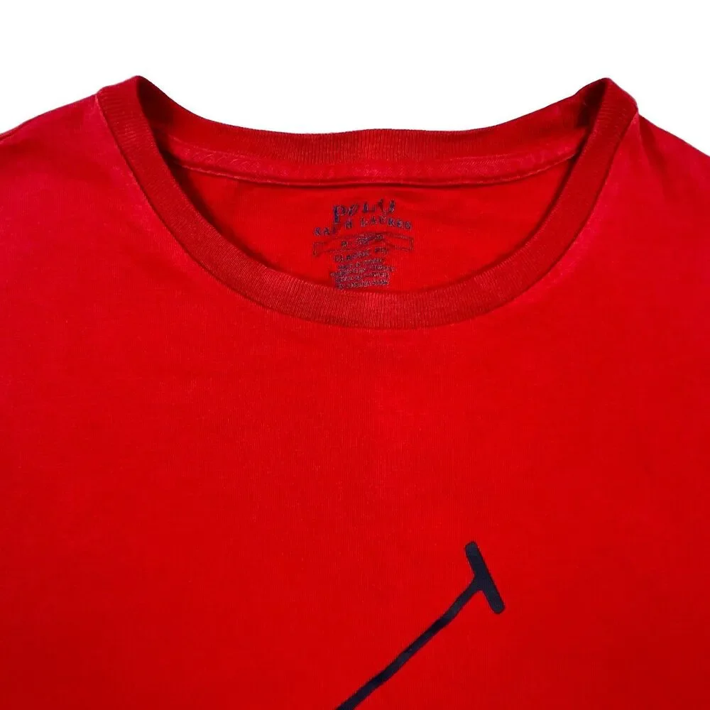 Polo Ralph Lauren T-Shirt Mens Mediums Red Big Pony Logo Graphic Tee Cotton